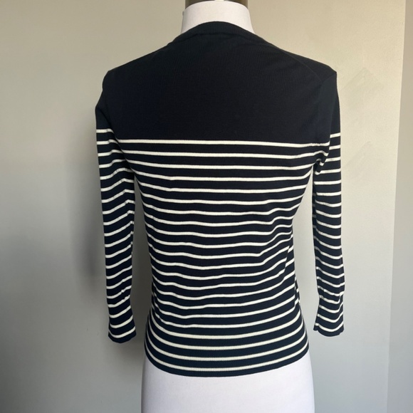 J. Crew Striped Jackie Sail Cardigan w/ Gold Anchor Buttons Nautical Top Sweater - Picture 7 of 12